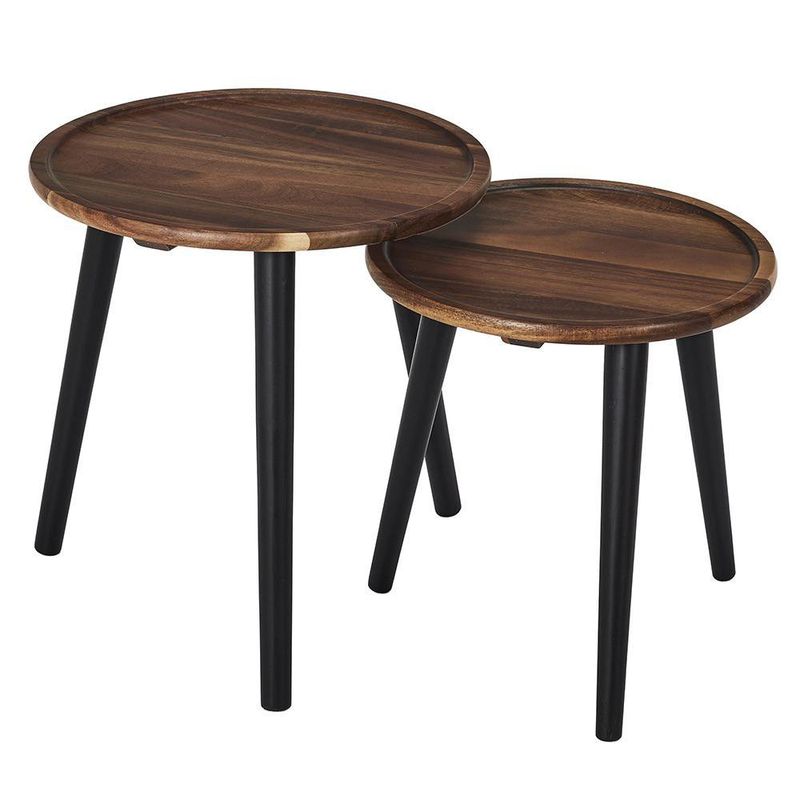 Set de Mesas Redondas de Madera Acacia