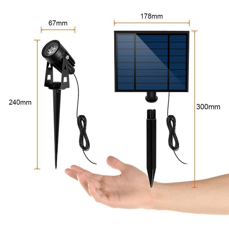 Set de Estacas con Luz Cálida y Panel Solar
