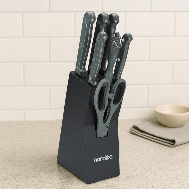 Set de 5 Cuchillos con Base Más Tijera y Afilador