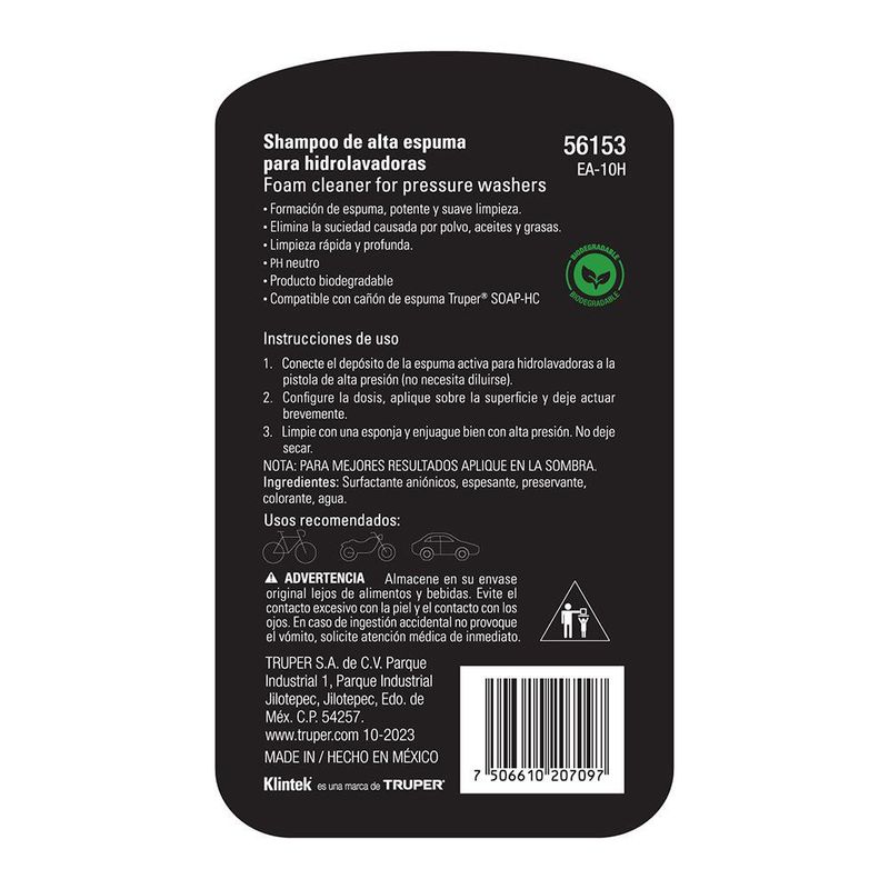 Shampoo Alta Espuma para Hidrolavadora 1 L