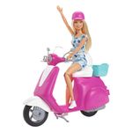 Muñeca Barbie con Moto Scooter Rosa