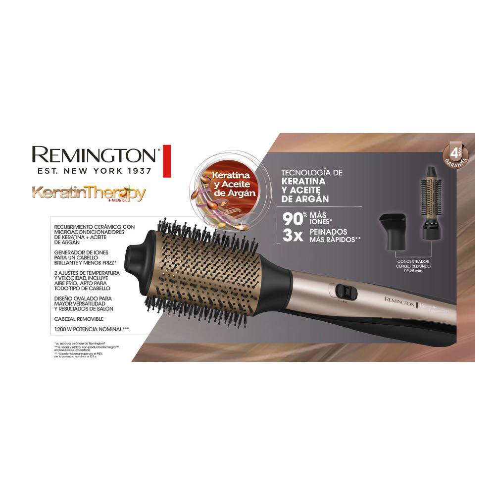 Secador Remington Cepillo Secador Hair Shine Keratina Secador