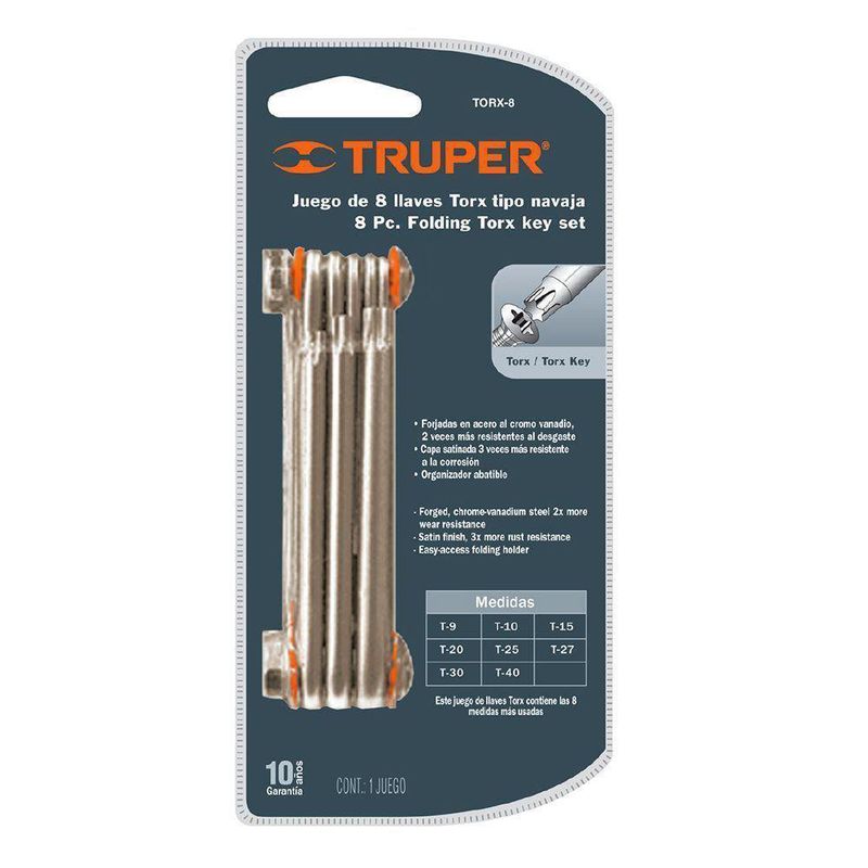 Llave Torx Navaja 8 Pzas - Truper