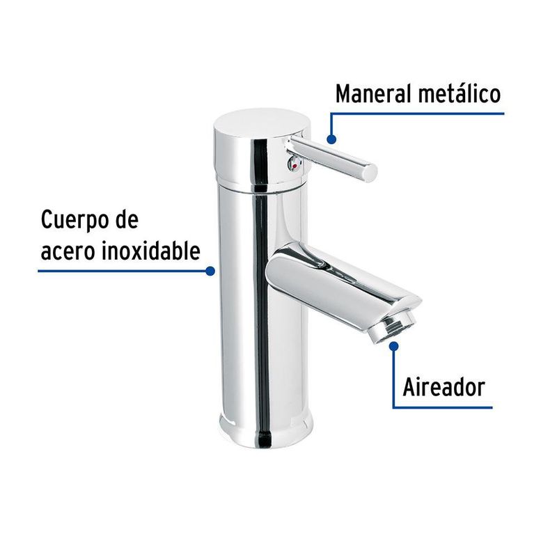 Monomando Corto Cromo para Lavabo Tubig