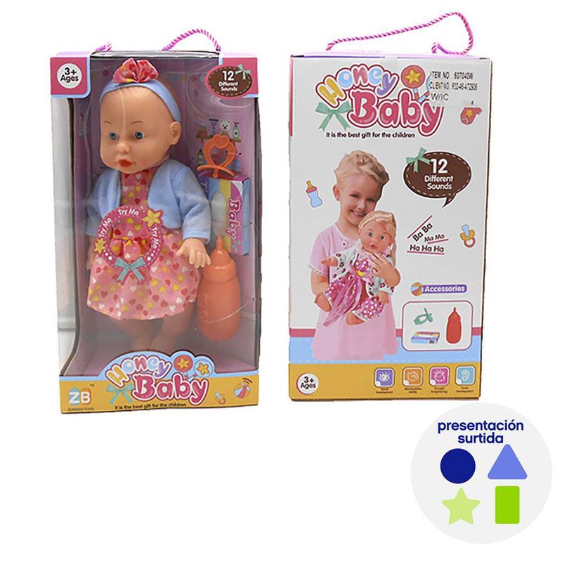 Muñeca Bebé de 14 Plg con Accesorios y Función