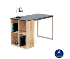 Escritorio Lein Gris con Estantería Lateral