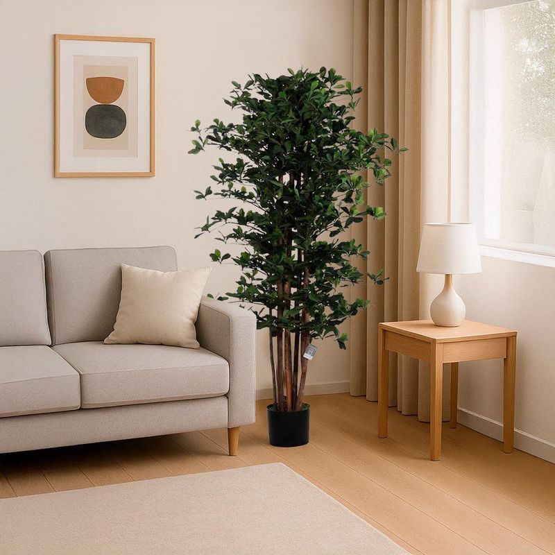 Planta Artificial Verde con Maceta Negra