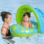 Flotador Inflable para Bebé con Sombrilla y Asiento Seguro Colores Surtidos