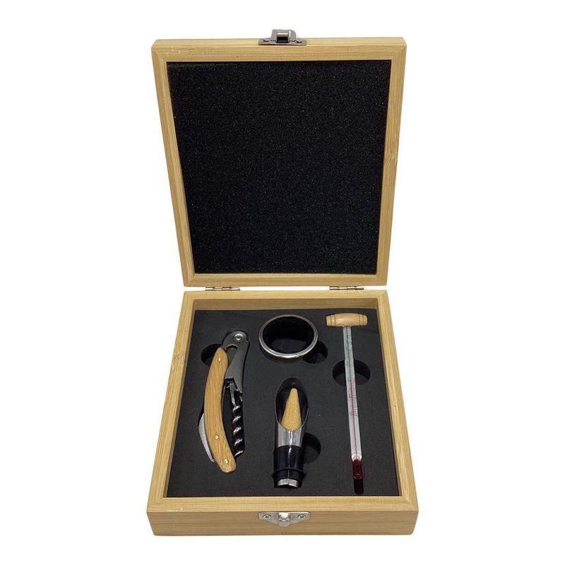 Set de 4 Accesorios para Vino de Madera