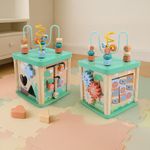 Cubo Didáctico Infantil de Madera con Formas y Engranes 5 en 1