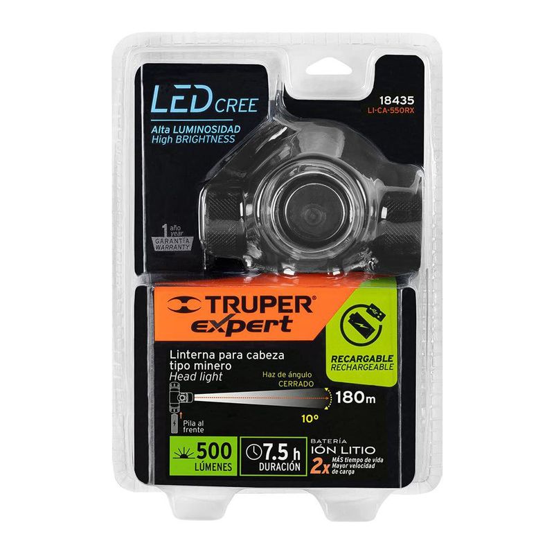 Linterna LED Recargable de Cabeza de 500 Lm