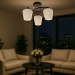 Set-de-2-Lamparas-de-Techo-Negro-con-Dorado-2-y-3-Luces-60-W