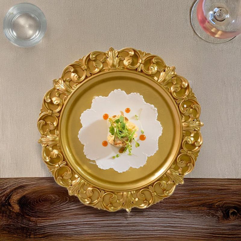 Plato Base con Borde Dorado
