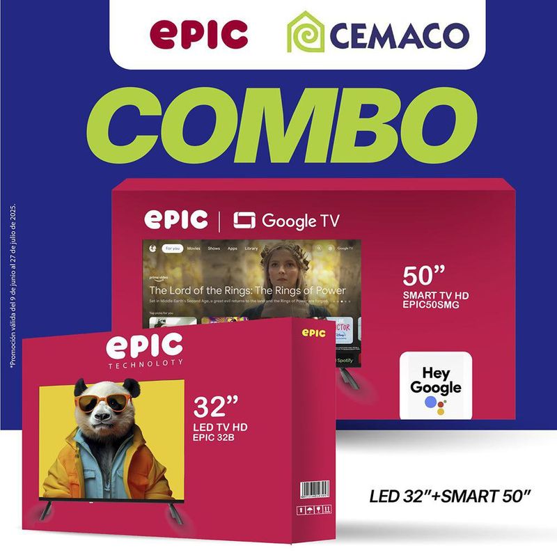 Combo Smart Led Ultra HD 50 Plg + Televisor Led Básico 32 Plg