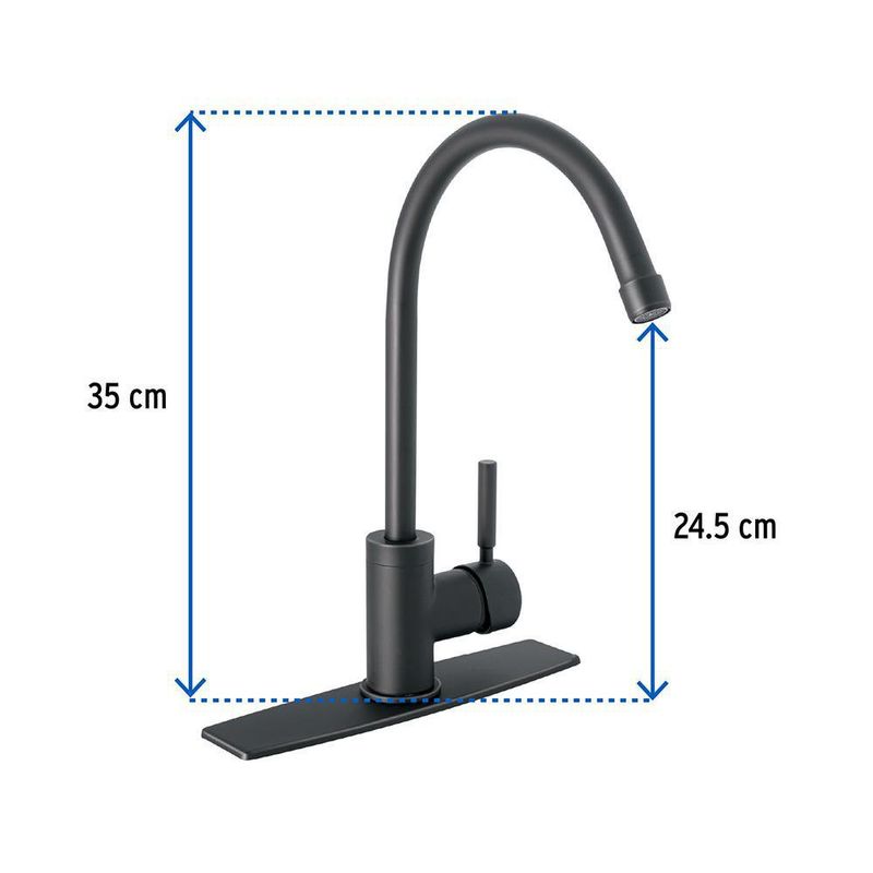 Monomando para Cocina Palanca Cuello Alto Negro Mate - Foset