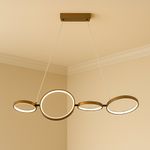 Lámpara Colgante LED Moderna Diseño Aros Dorados