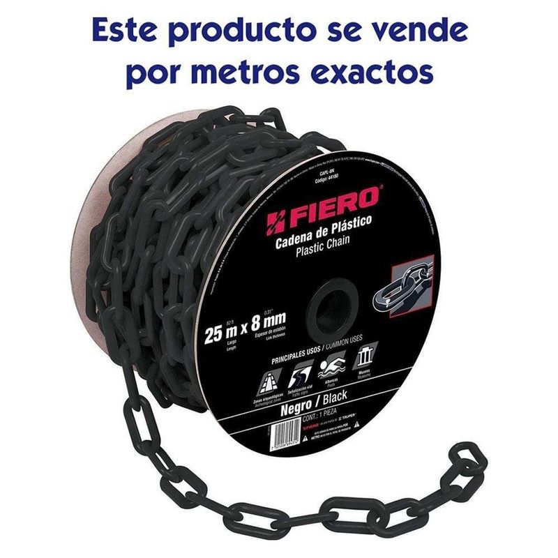 Cadena Plastico Negro 8 Mm Fiero