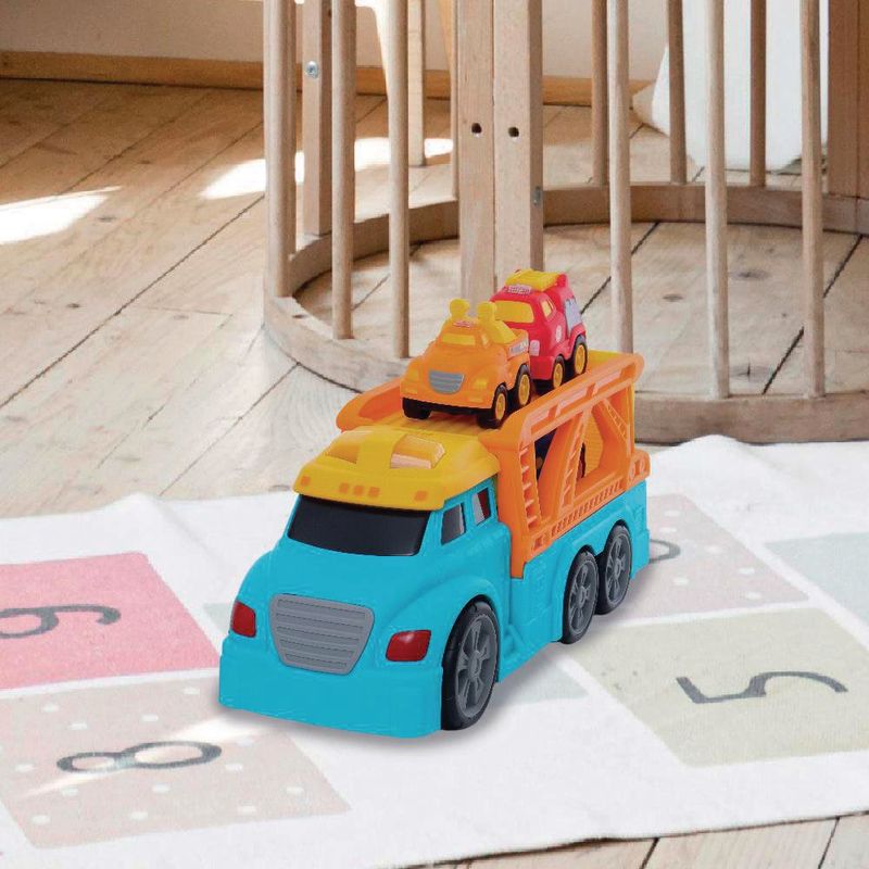 Camión Transportista con Luz y Sonido y 4 Autos