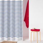 Cortina de Tela para Baño Rayas Azules 200 X 180 Cm