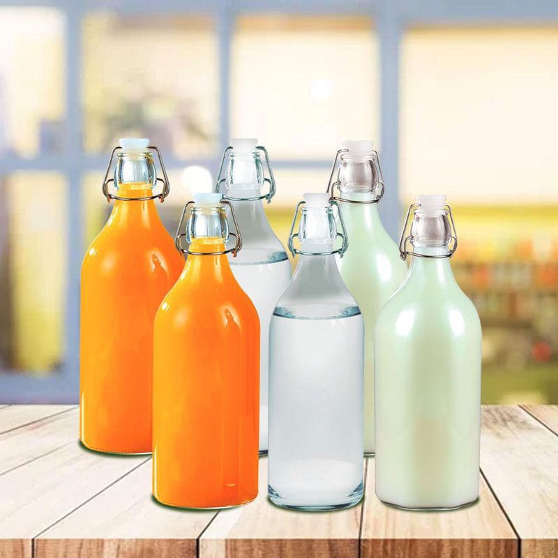 Set de 6 Botellas de Vidrio 1L