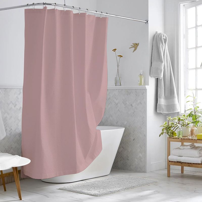 Set de Cortina para Baño con Liner y Ganchos Rosa 14 Pzas
