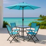 Set de Comedor para Exterior Azul 4 Piezas