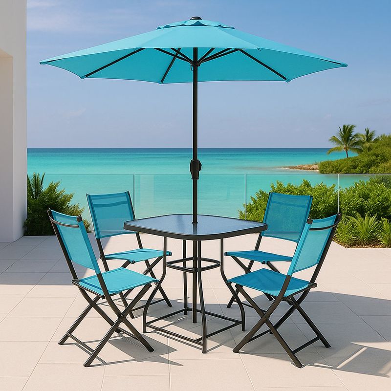 Set de Comedor para Exterior Azul 4 Piezas