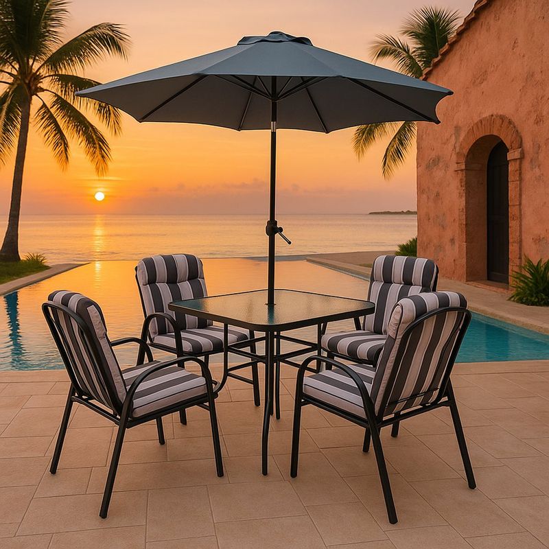 Set de Comedor para Exterior Gris 6 Piezas