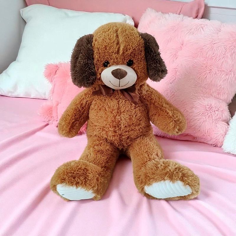Peluche-Perro-Cafe-de-80-Cm-Suave-y-Abrazable