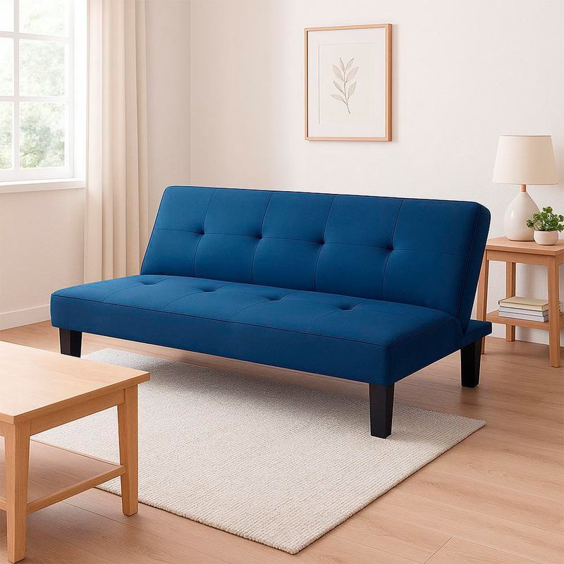Sofá Cama Negro Cuero Sintético