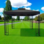Toldo para Exterior con Columnas Metálicas 3x3m Gris