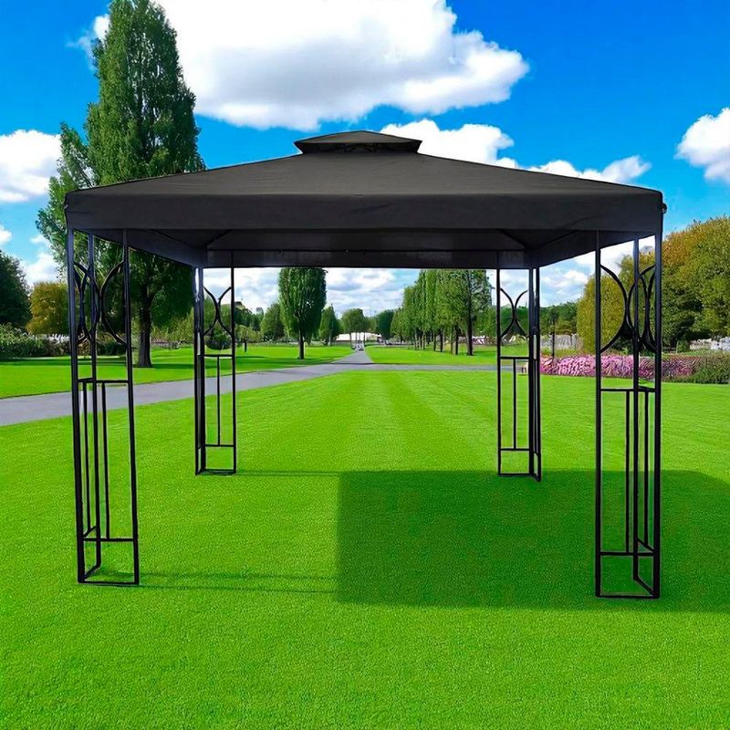 Toldo para Exterior con Columnas Metálicas 3x3m Gris