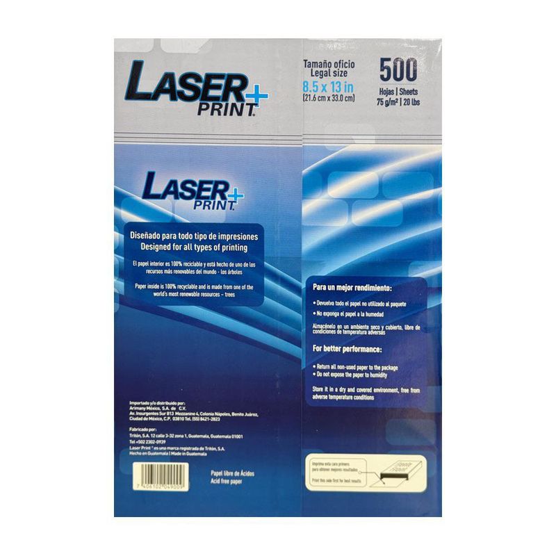 Papel Bond Oficio 75 Grs Tamaño 8.5 x 13 Plg