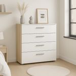 Gavetero Turin Blanco y Beige de 4 Gavetas