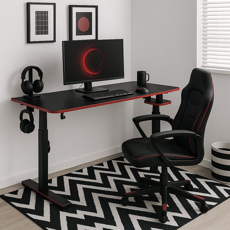 Escritorio Gamer Hunter Negro y Rojo