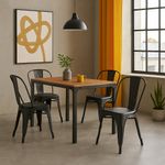 Comedor Rectangular Toly Café y Negro para 4 Personas 120x70x75 Cm