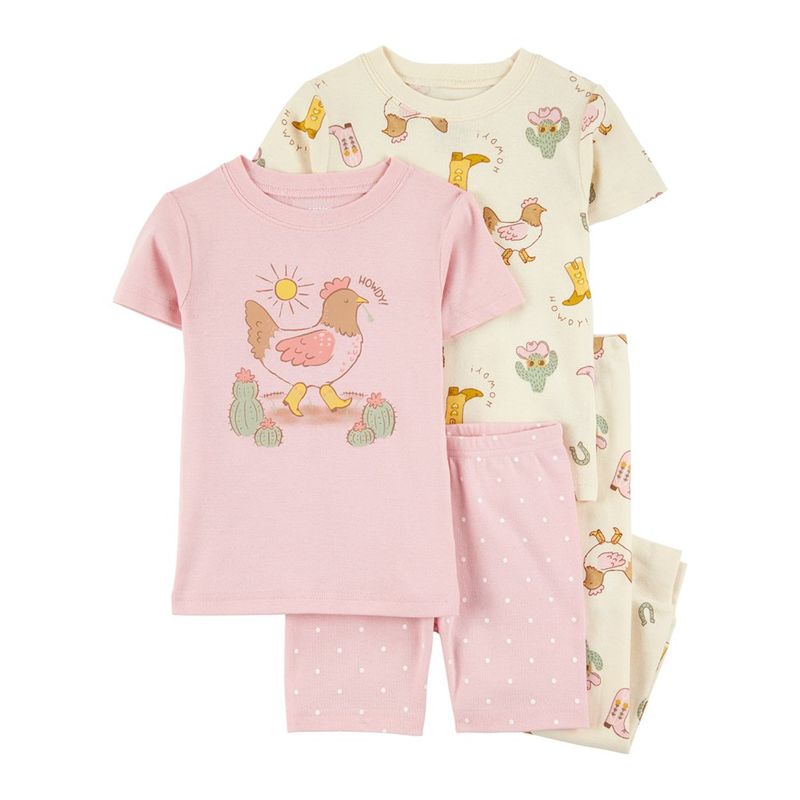 Set de Pijama 4 Pzas Estilo Western-Chic para Niña - Varias Tallas