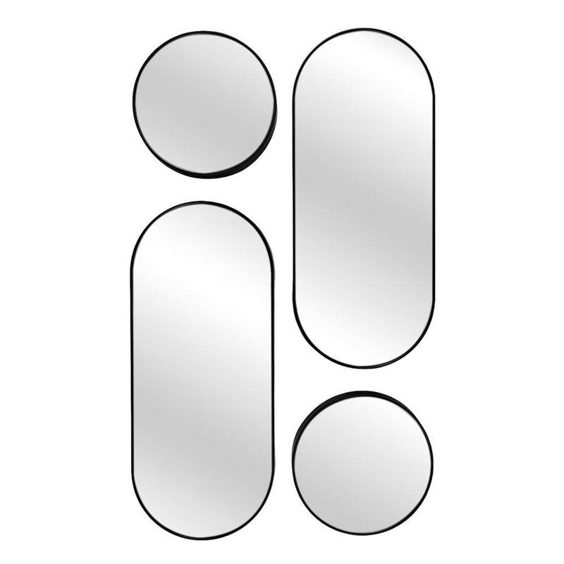 Set de 4 Espejos Decorativos Diseño Redondos y Ovalados