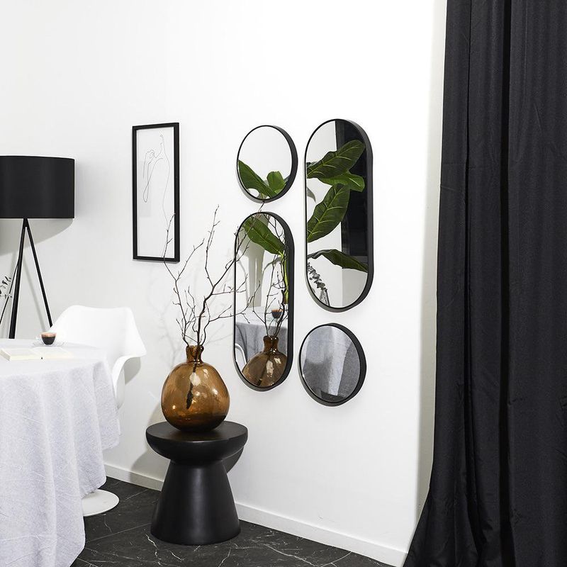 Set de 4 Espejos Decorativos Diseño Redondos y Ovalados
