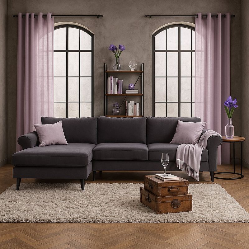 Sofá en L Lusina Gris 3 Plazas 262x130x86 Cm - Z