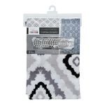 Cortina Baño Estampada Gris con Ganchos
