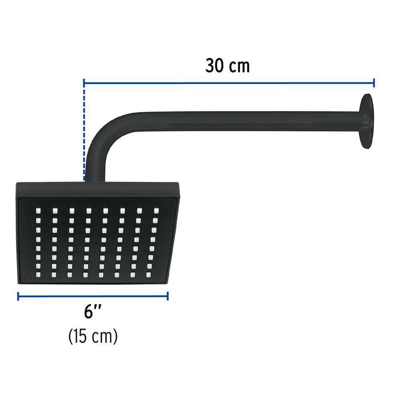 Regadera-Cuadrada-ABS-6-Plg-Negro-Mate-con-Brazo---Foset