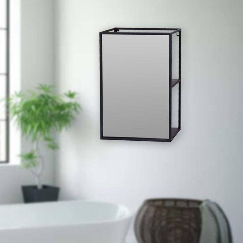 Espejo y Estante Rectangular Negro