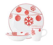 Set de Vajilla Navidad con Copos 12 Pzs