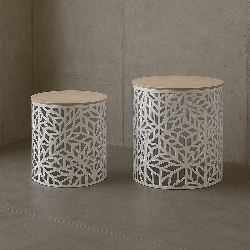 Set-de-2-Mesas-Auxiliares-de-Metal-Blanco