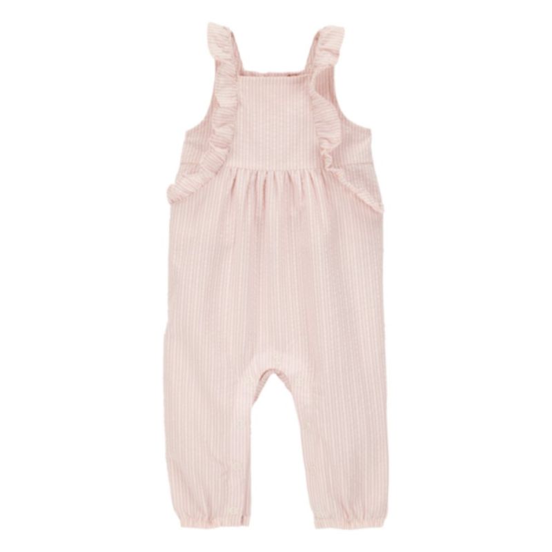 Jumpsuit para Bebé de Tirantes con Volantes y Rayas Rosa