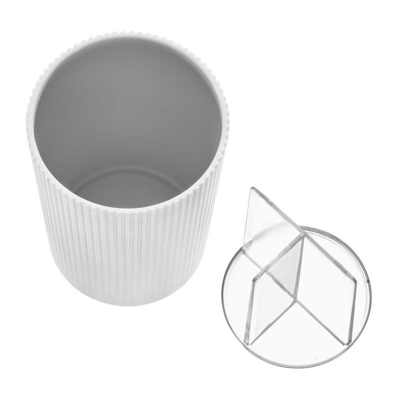 Portacepillos de Plástico con Diseño Acanalado Blanco