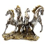 Figura de Cuatro Caballos en Movimiento con Acabado Metálico