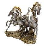 Figura de Cuatro Caballos en Movimiento con Acabado Metálico