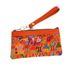 Bolsita Rectangular de Cuero y Textil Artesanal